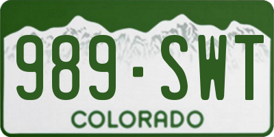 CO license plate 989SWT