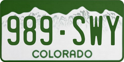 CO license plate 989SWY
