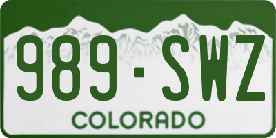 CO license plate 989SWZ