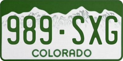 CO license plate 989SXG