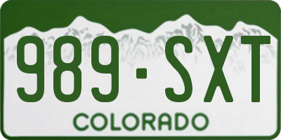 CO license plate 989SXT