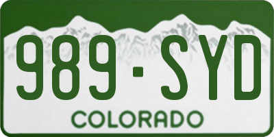 CO license plate 989SYD