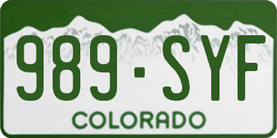 CO license plate 989SYF