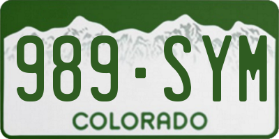 CO license plate 989SYM