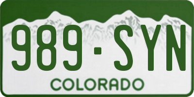 CO license plate 989SYN