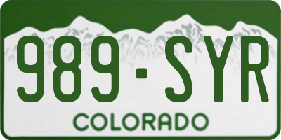 CO license plate 989SYR