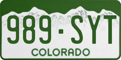 CO license plate 989SYT