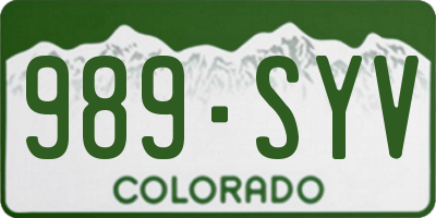 CO license plate 989SYV