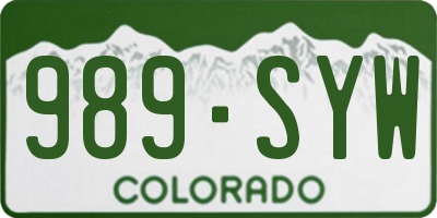 CO license plate 989SYW