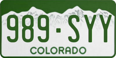 CO license plate 989SYY