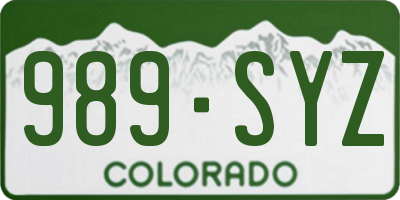 CO license plate 989SYZ