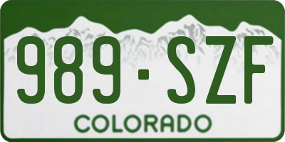 CO license plate 989SZF