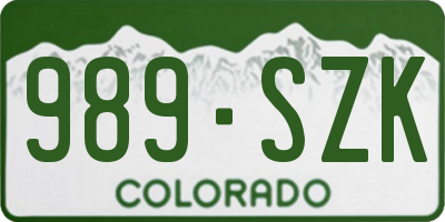 CO license plate 989SZK