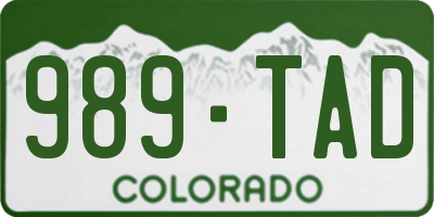 CO license plate 989TAD