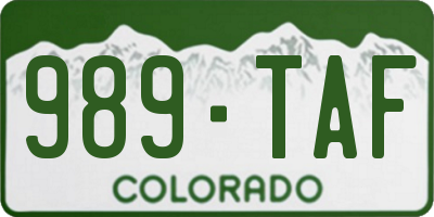 CO license plate 989TAF