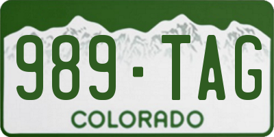 CO license plate 989TAG