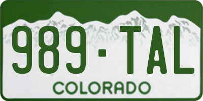 CO license plate 989TAL