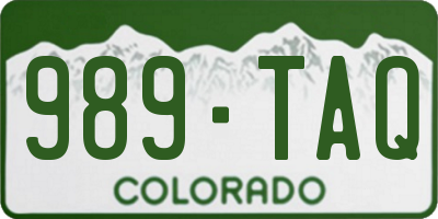 CO license plate 989TAQ