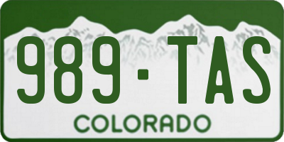 CO license plate 989TAS