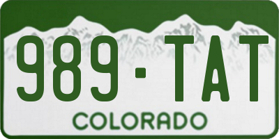 CO license plate 989TAT