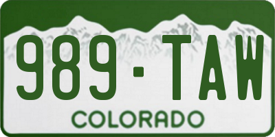 CO license plate 989TAW