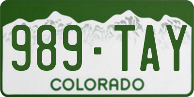CO license plate 989TAY