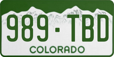 CO license plate 989TBD