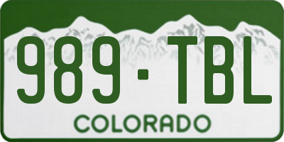 CO license plate 989TBL