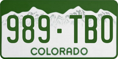 CO license plate 989TBO