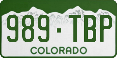 CO license plate 989TBP