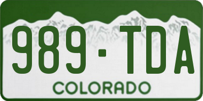 CO license plate 989TDA