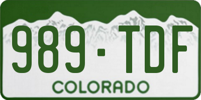 CO license plate 989TDF