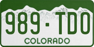 CO license plate 989TDO