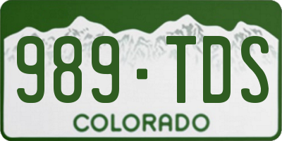CO license plate 989TDS
