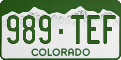 CO license plate 989TEF