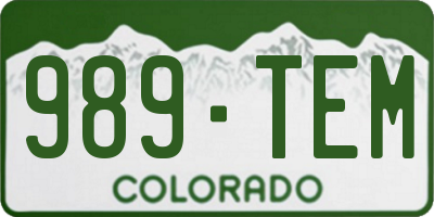 CO license plate 989TEM