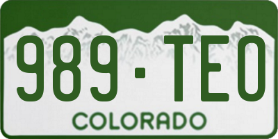 CO license plate 989TEO