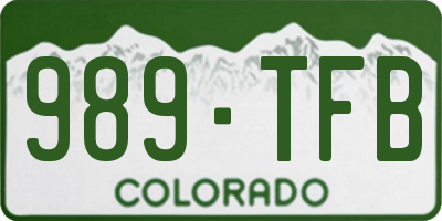 CO license plate 989TFB