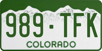 CO license plate 989TFK