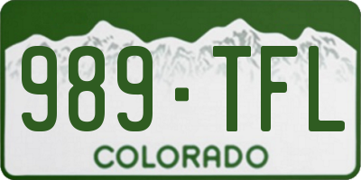 CO license plate 989TFL