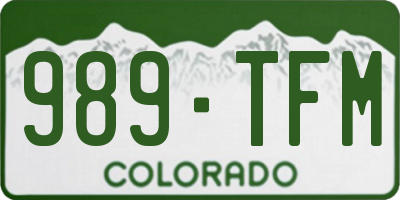 CO license plate 989TFM