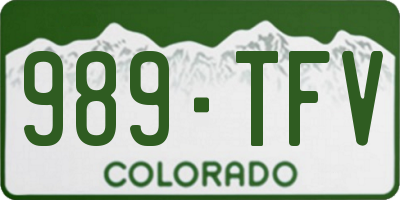 CO license plate 989TFV
