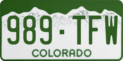CO license plate 989TFW