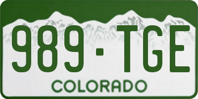 CO license plate 989TGE