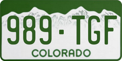 CO license plate 989TGF