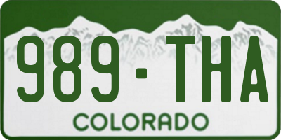 CO license plate 989THA