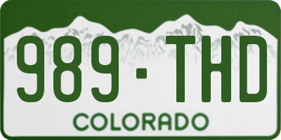 CO license plate 989THD