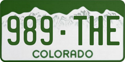 CO license plate 989THE