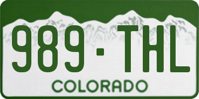 CO license plate 989THL