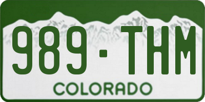 CO license plate 989THM
